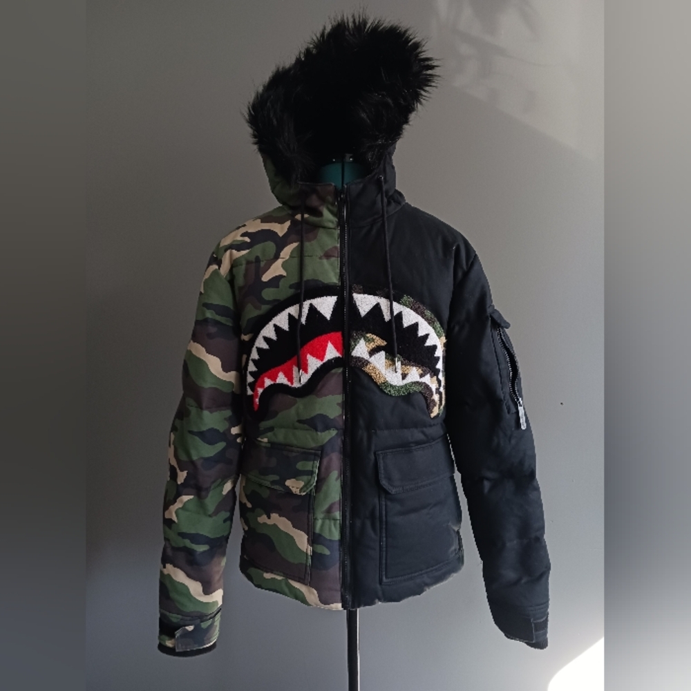 Sprayground DESTROY fur Lined Winter Jacket Size M